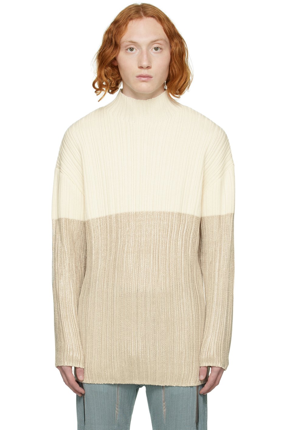 LGN Louis Gabriel Nouchi - Pull blanc cassé à col cheminée