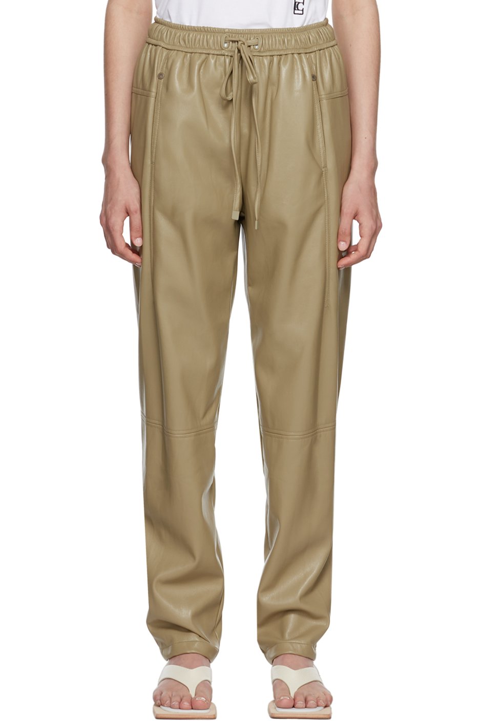 LOW CLASSIC - Khaki Jogger Faux-Leather Pants