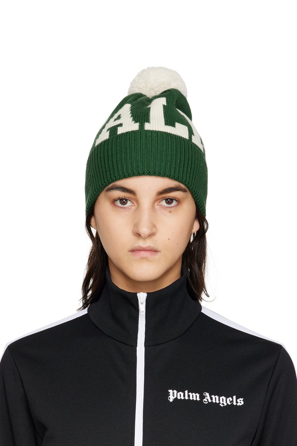 Palm Angels - Bonnet vert à pompon