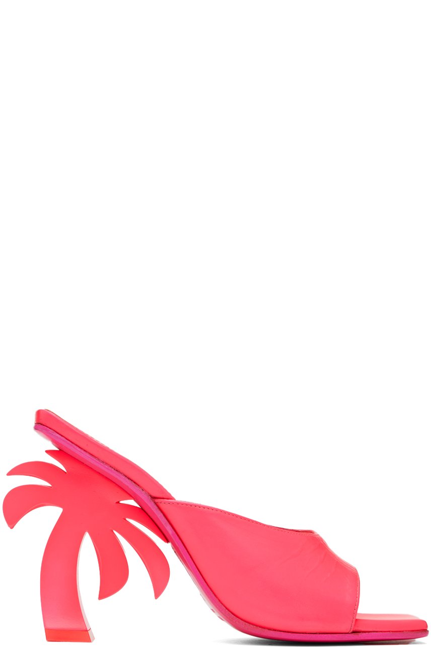 Palm Angels - Mules à talon haut graphique roses