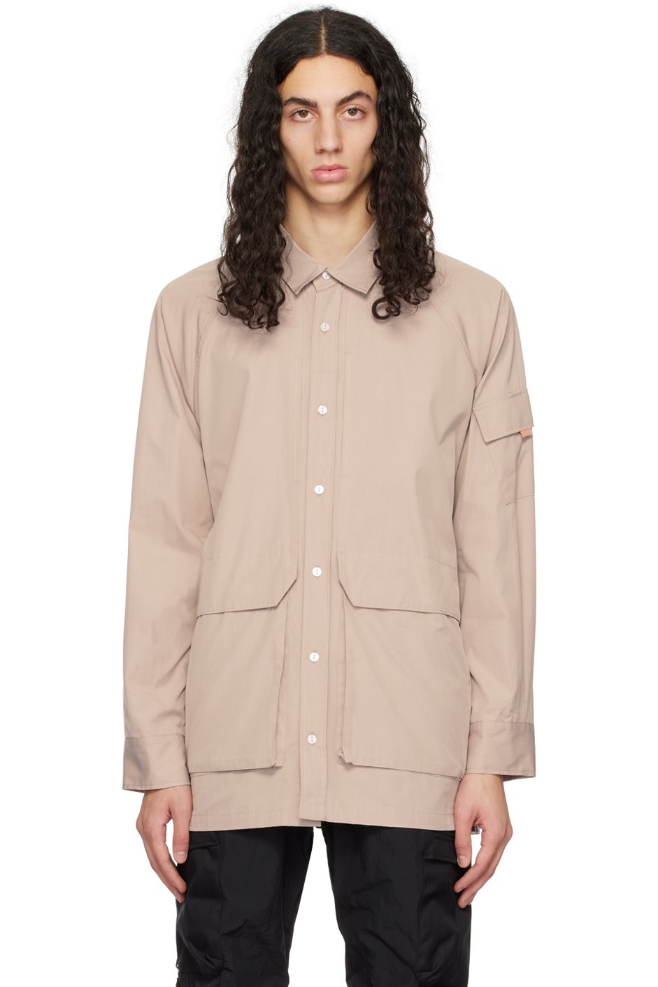 meanswhile - Tan Trinity Cloth Overlap Shirt