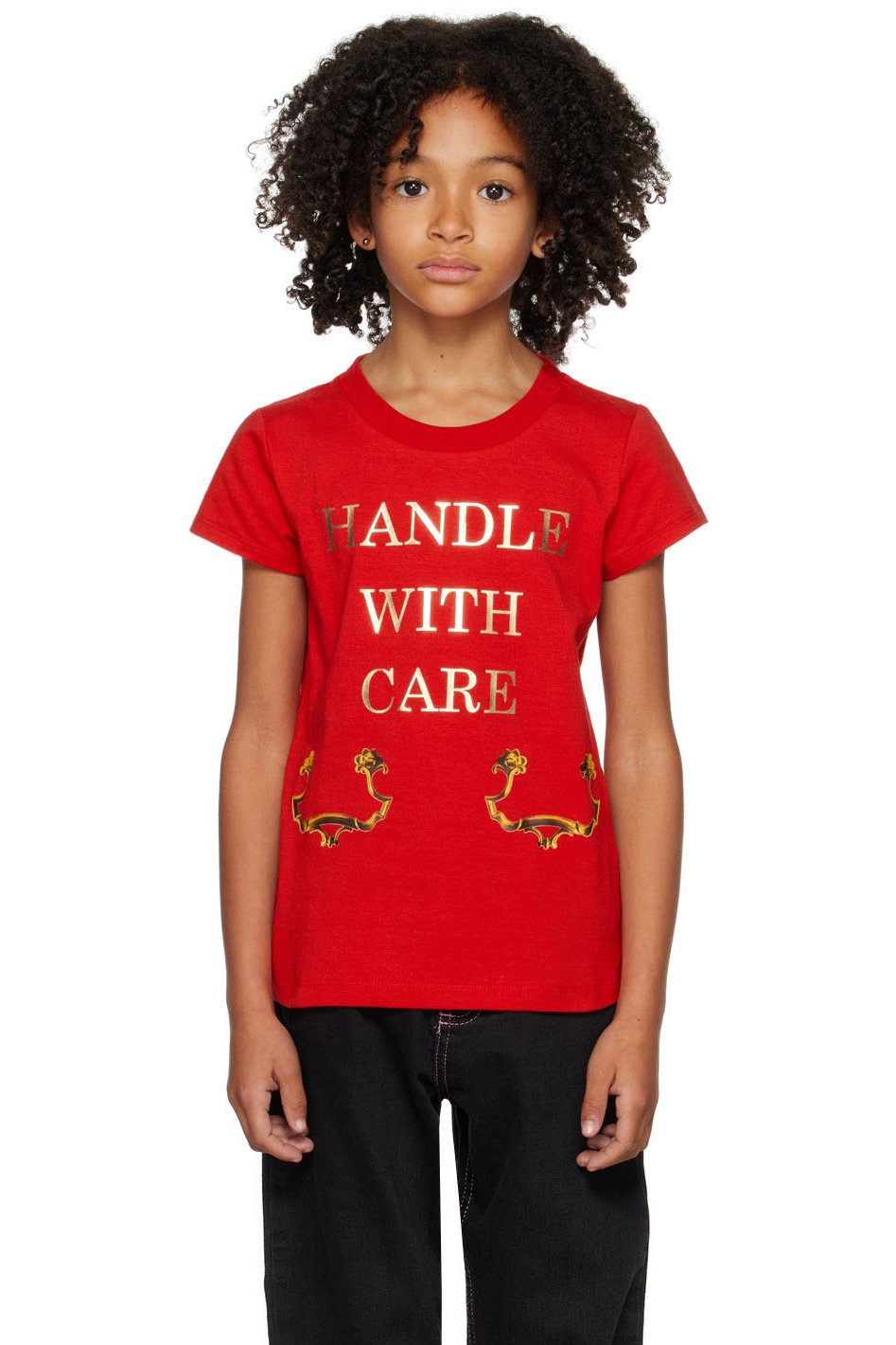 Moschino - Kids Red 'Handle With Care' T-Shirt