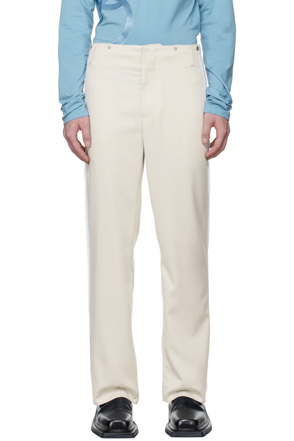 OPEN YY - Pantalon beige à coutures scellées exclusif à SSENSE