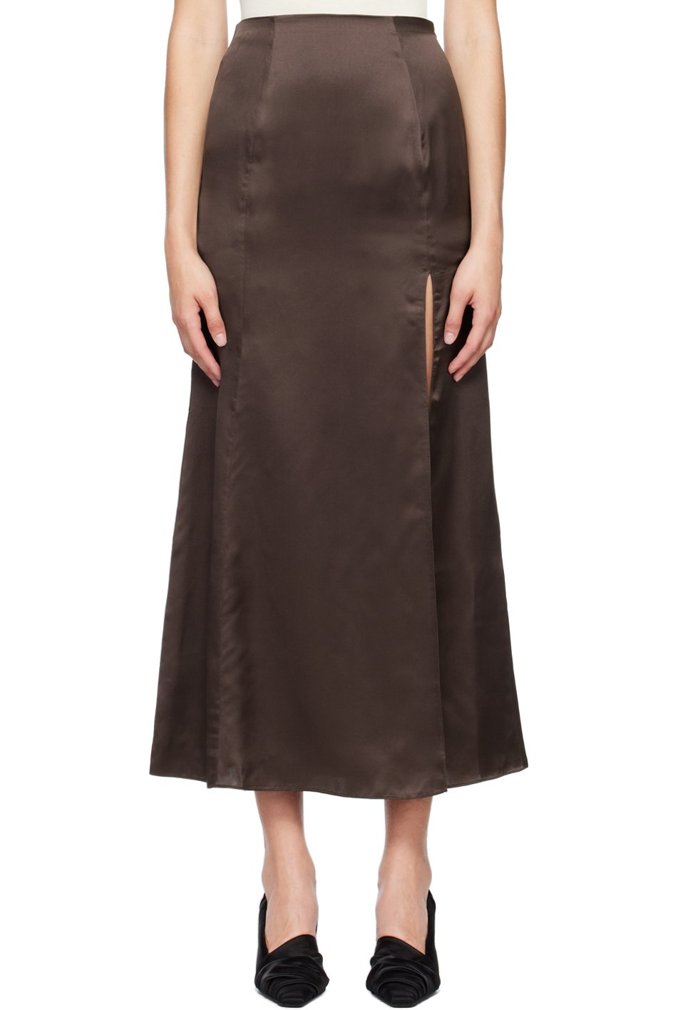 BITE - Brown Organic Silk Maxi Skirt