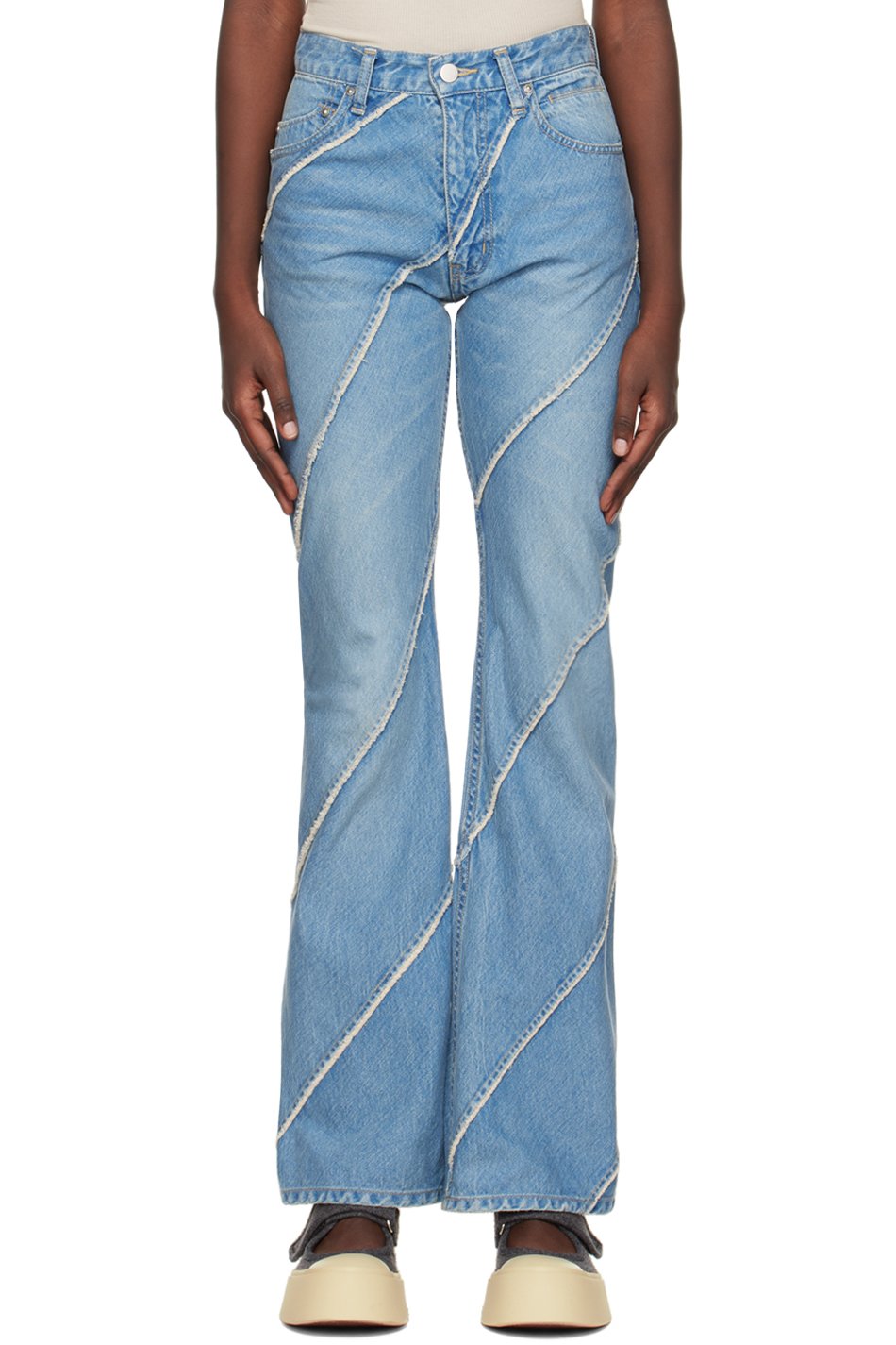 PERVERZE - Jean Nano Mist bleu à panneaux exclusif à SSENSE