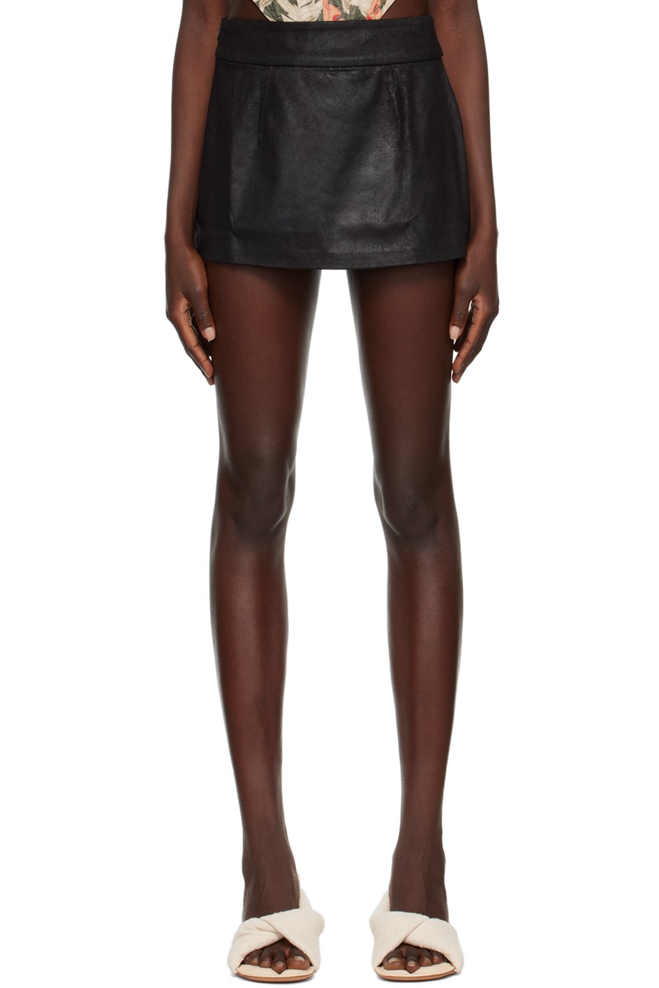 KIM SHUI - Minijupe noire en suède synthétique exclusive à SSENSE