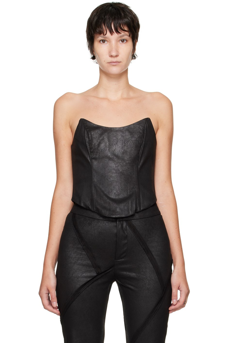 KIM SHUI - Camisole de style corset noire exclusive à SSENSE