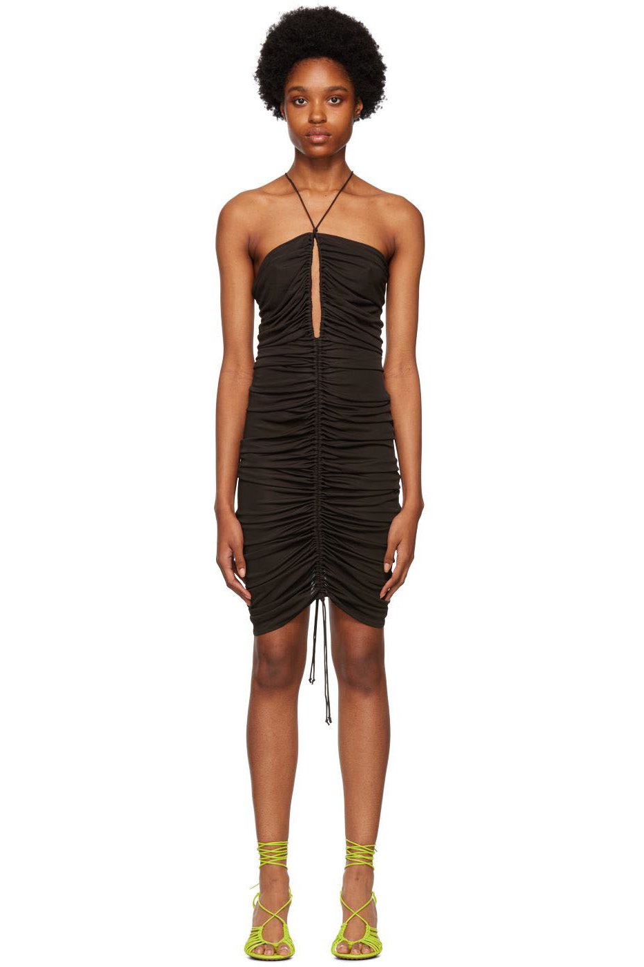 Bottega Veneta - Robe courte noire à corsage bain de soleil