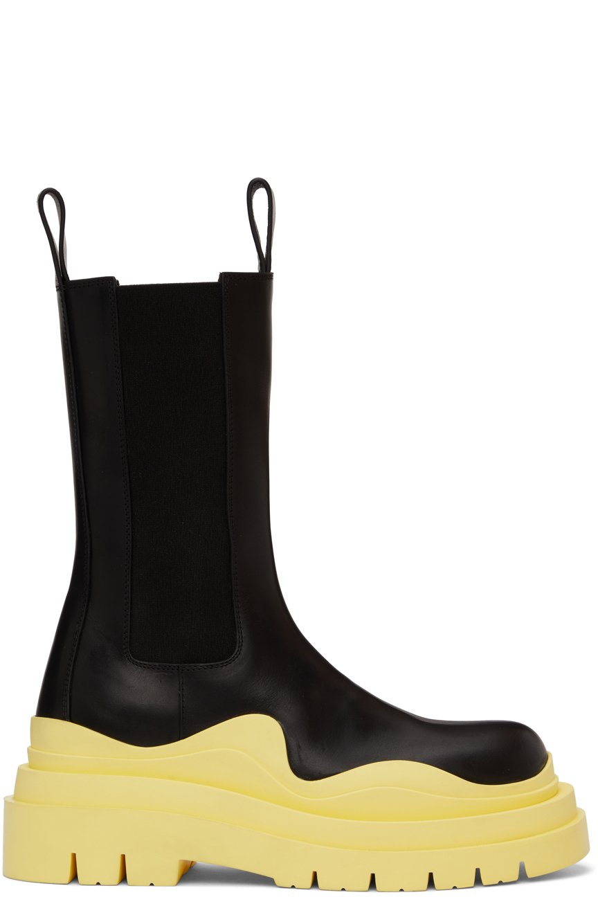 Bottega Veneta - Bottes chelsea noires à semelle Tire