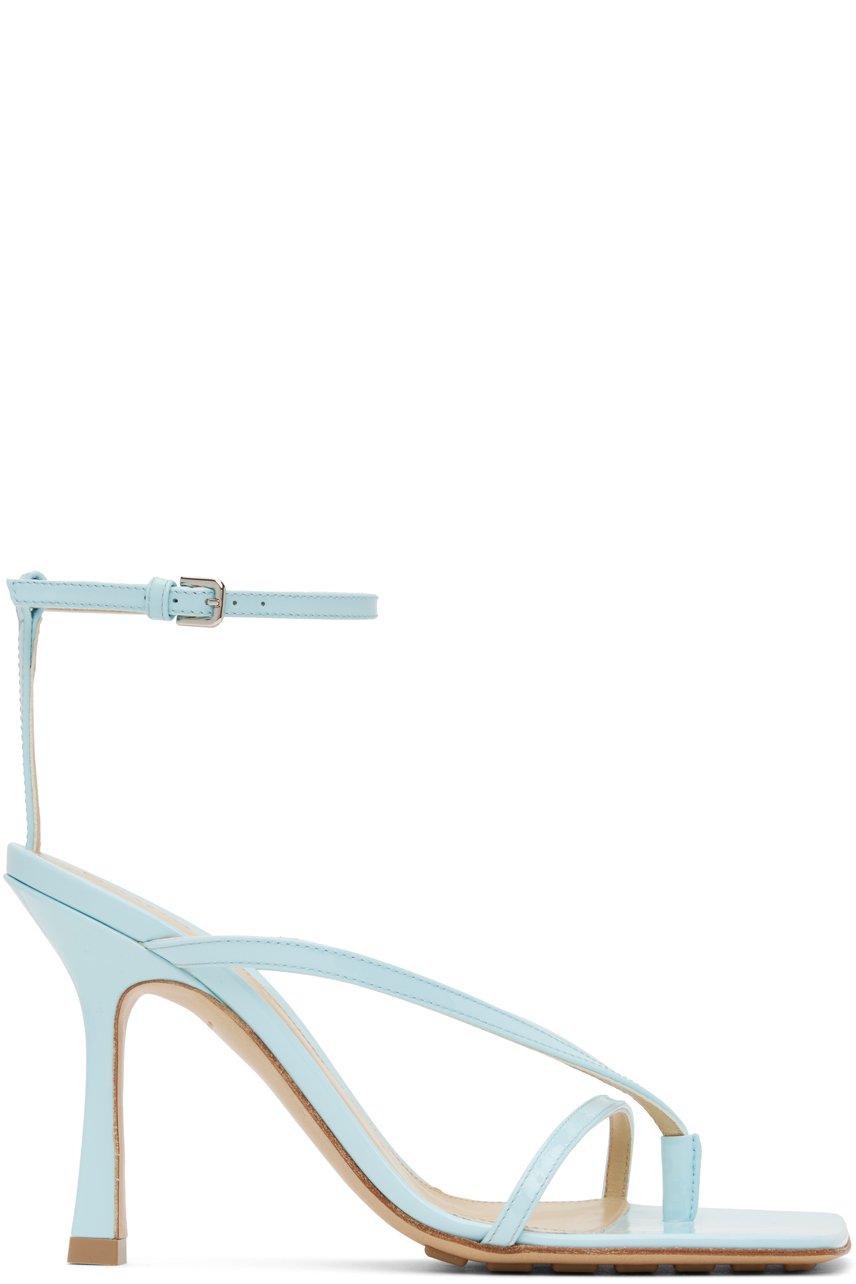 Bottega Veneta - Sandales à talon haut bleues à bride extensible