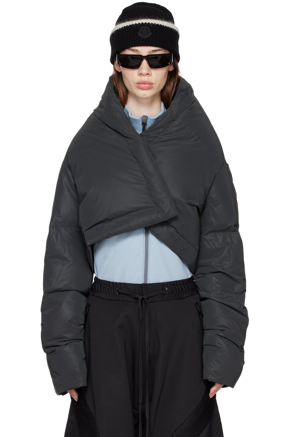 Templa - Blouson cache-cœur noir rembourré en duvet
