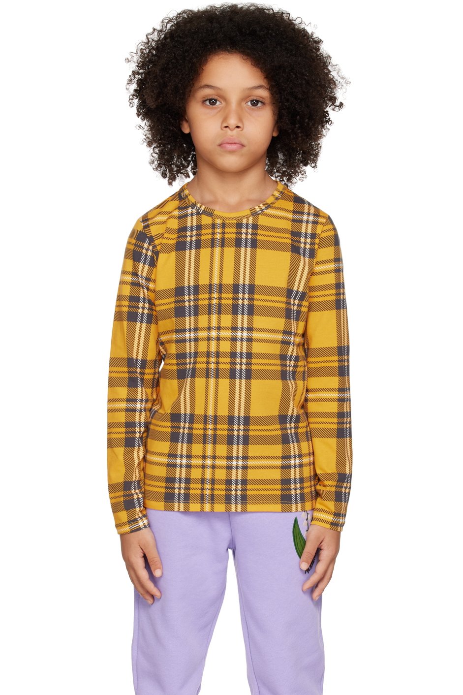 Mini Rodini - Kids Yellow Check Long Sleeve T-Shirt