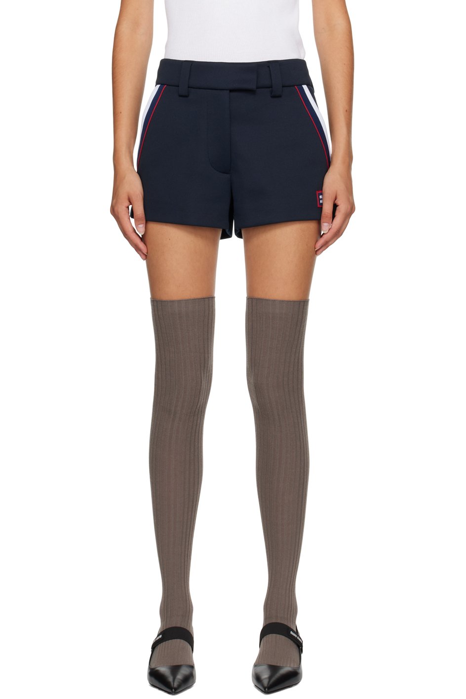 Miu Miu - Short bleu marine à rayures