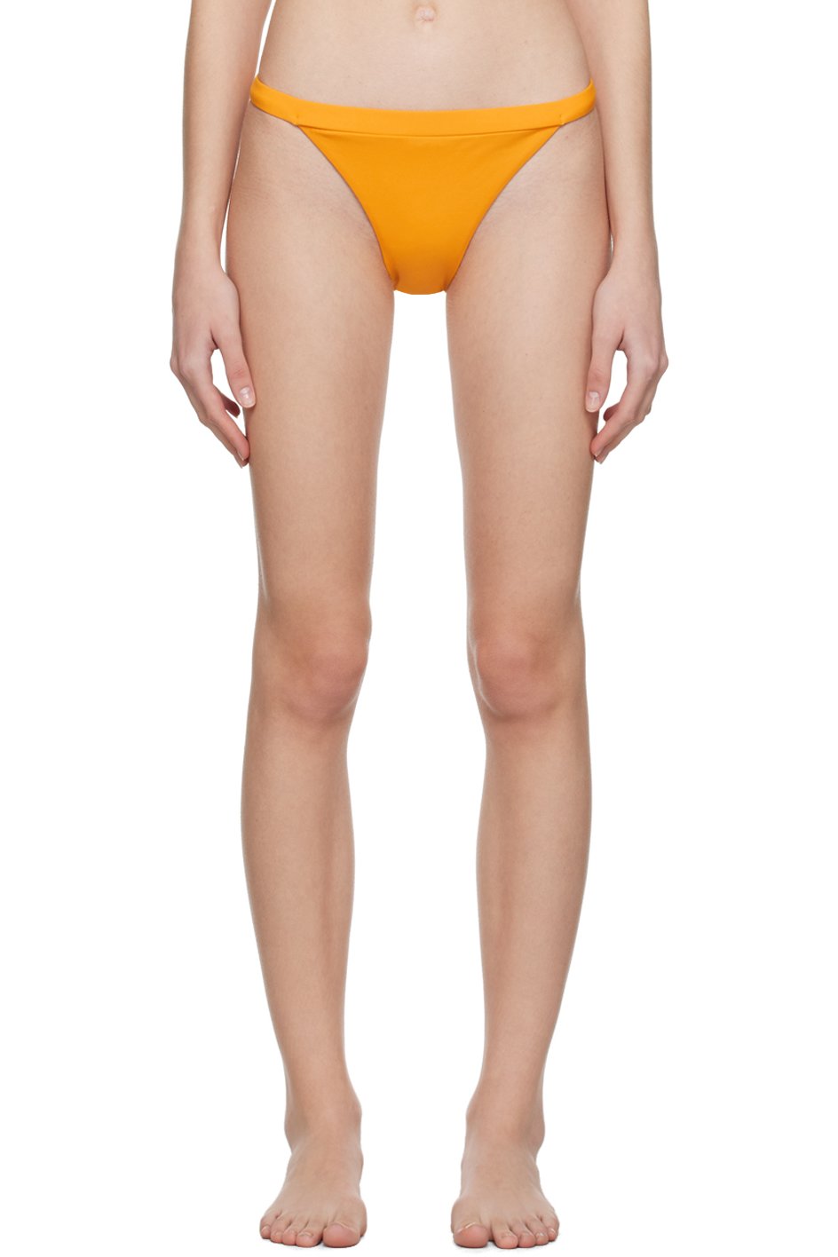 Nanushka - Culotte de bikini orange à coupe échancrée