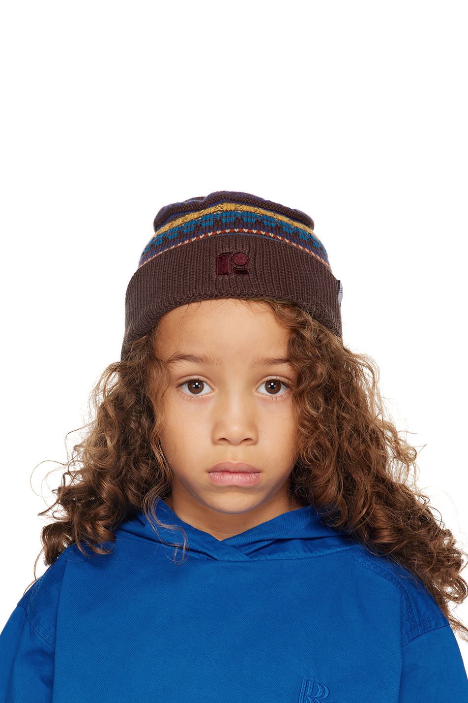 Repose AMS - Enfant | Bonnet brun à rayures en tricot jacquard