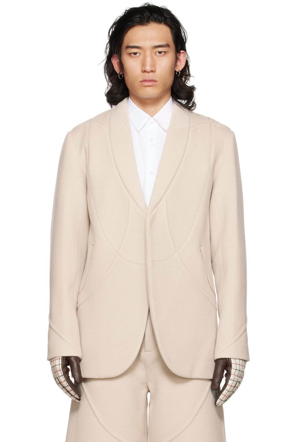 YULONG XIA - Veston beige à fentes exclusif à SSENSE