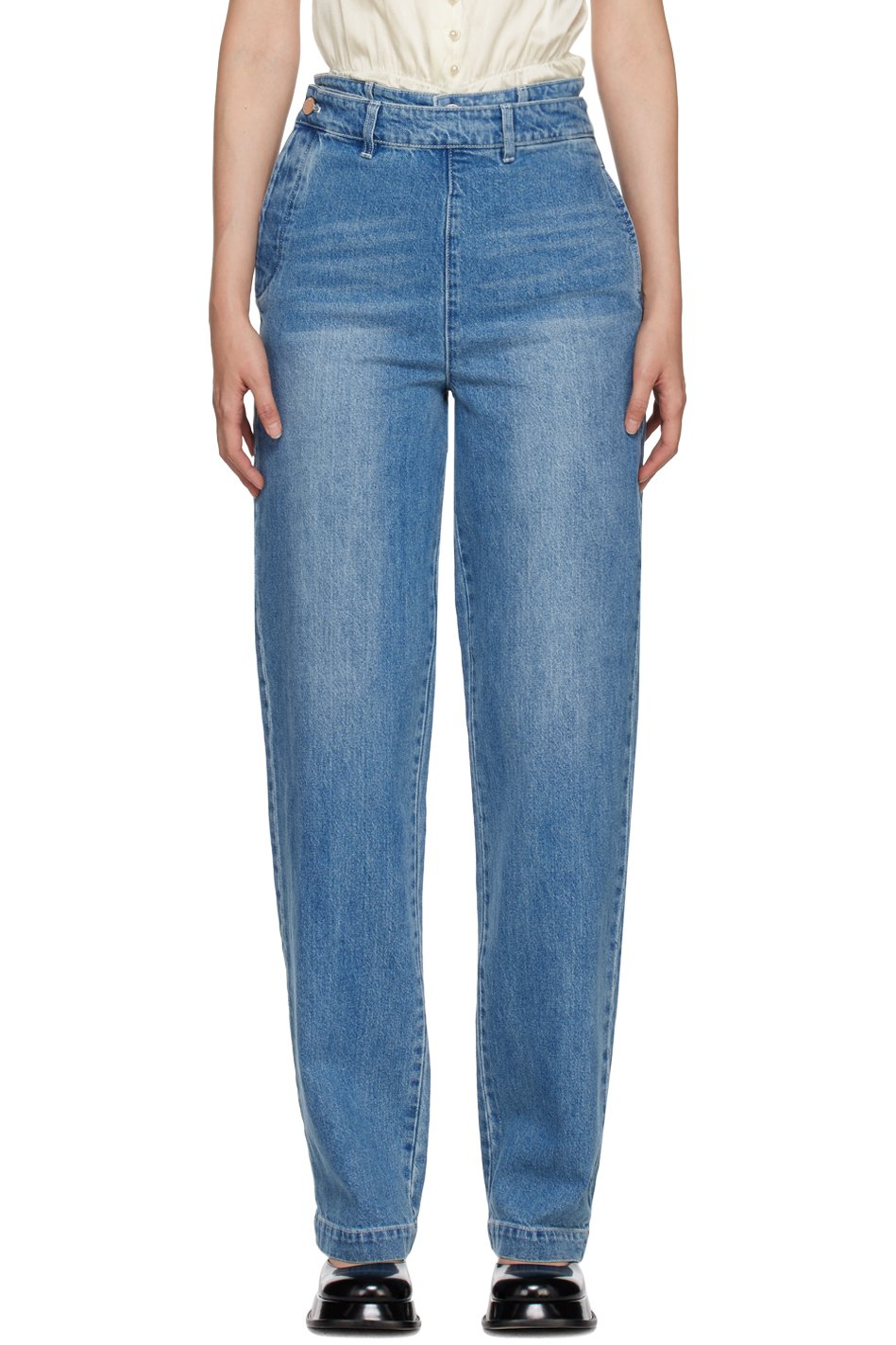 SHUSHU/TONG - Jean étagé bleu exclusif à SSENSE