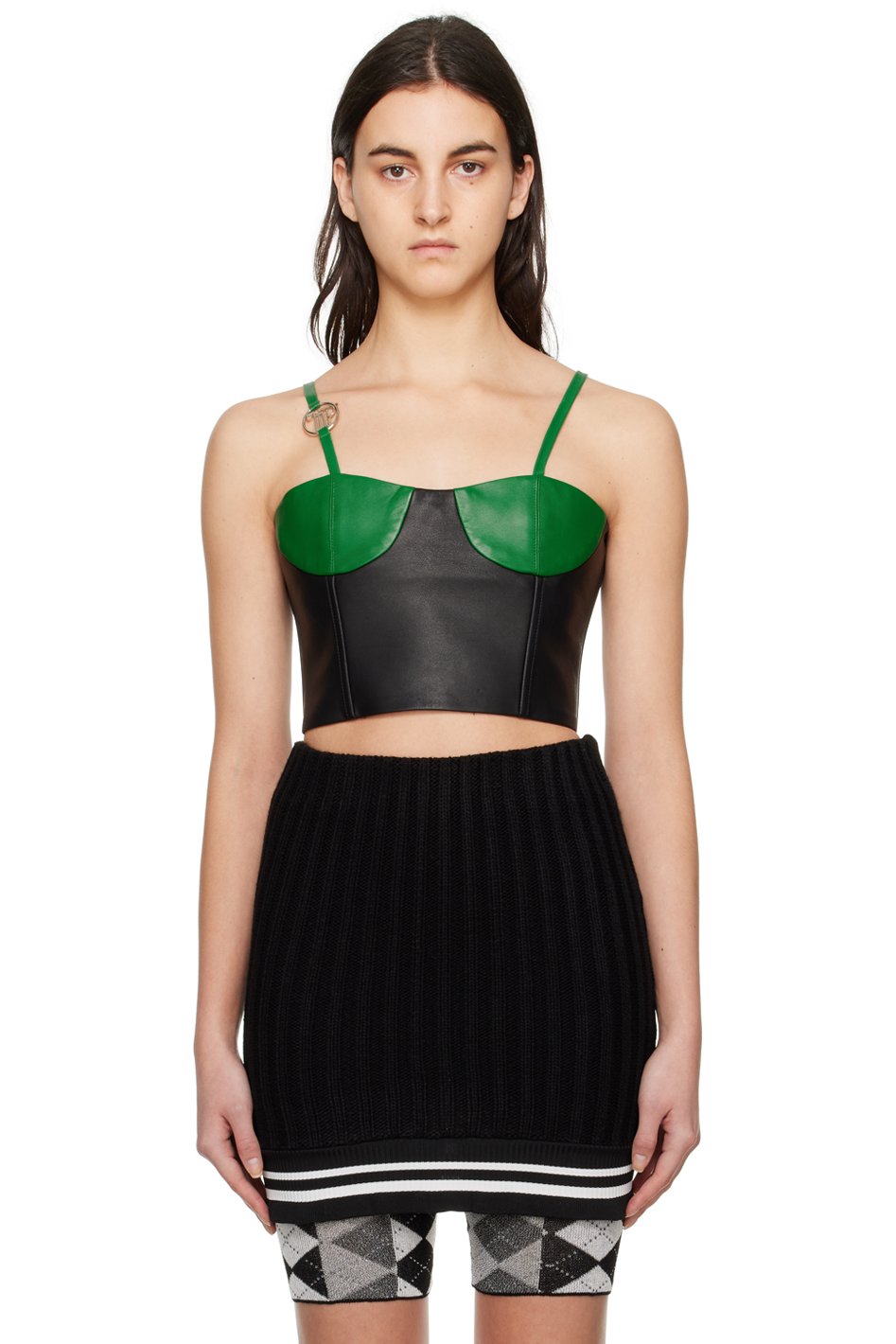 Theophilio - Camisole noire en cuir exclusive à SSENSE