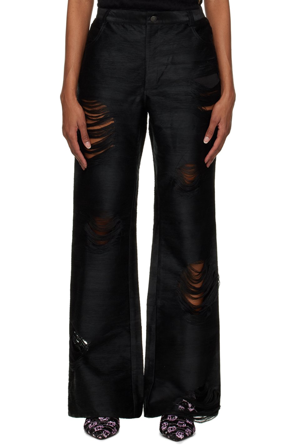 Constança Entrudo - Pantalon noir à effet usé