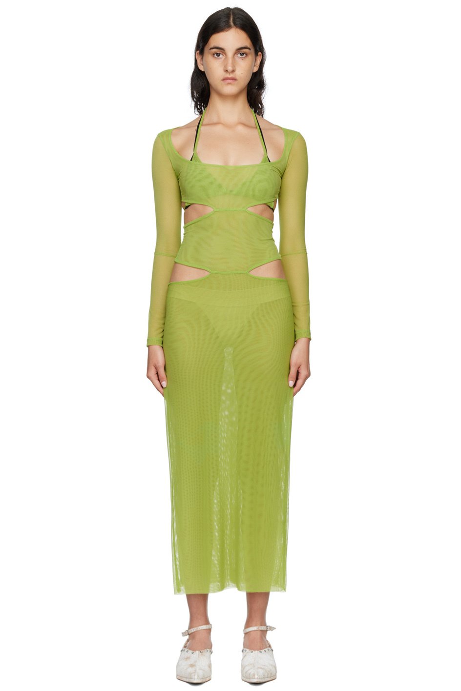Kathryn Bowen - Robe longue verte à découpes exclusive à SSENSE