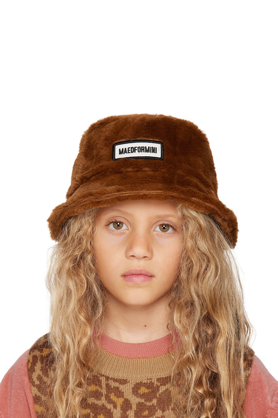 maed for mini - Kids Brown Fuzzy Falcon Bucket Hat