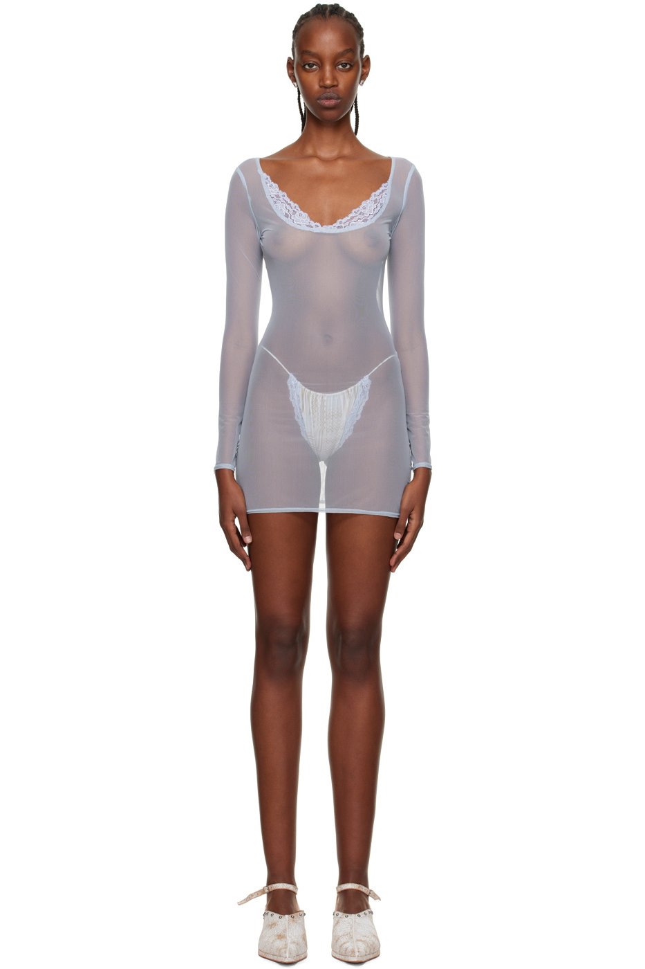 VAILLANT - SSENSE Exclusive Blue Sheer Minidress