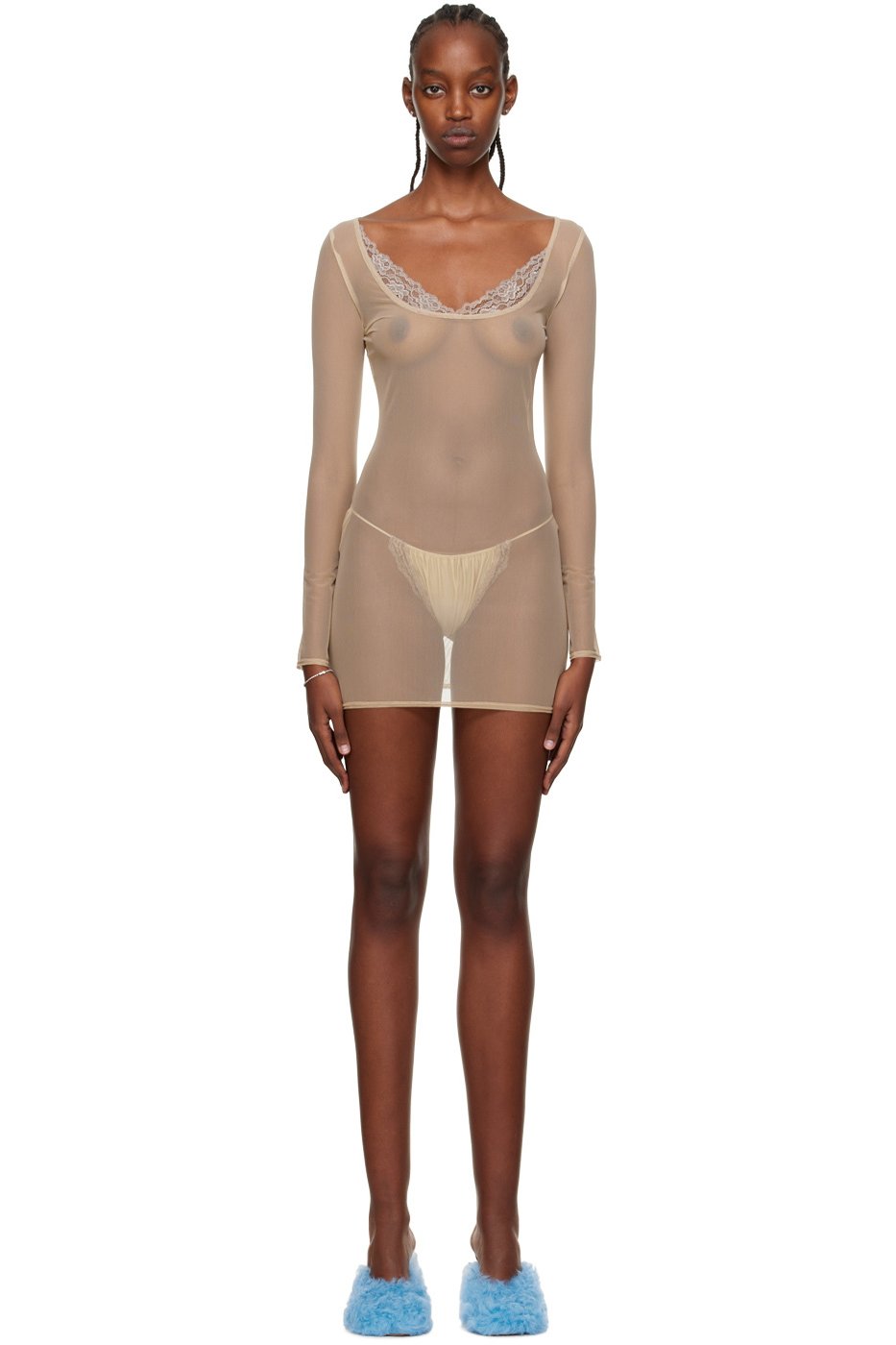 VAILLANT - SSENSE Exclusive Tan Sheer Minidress