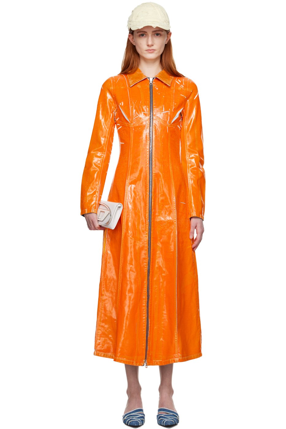 Diesel - Robe longue Luis-Fsc orange en denim