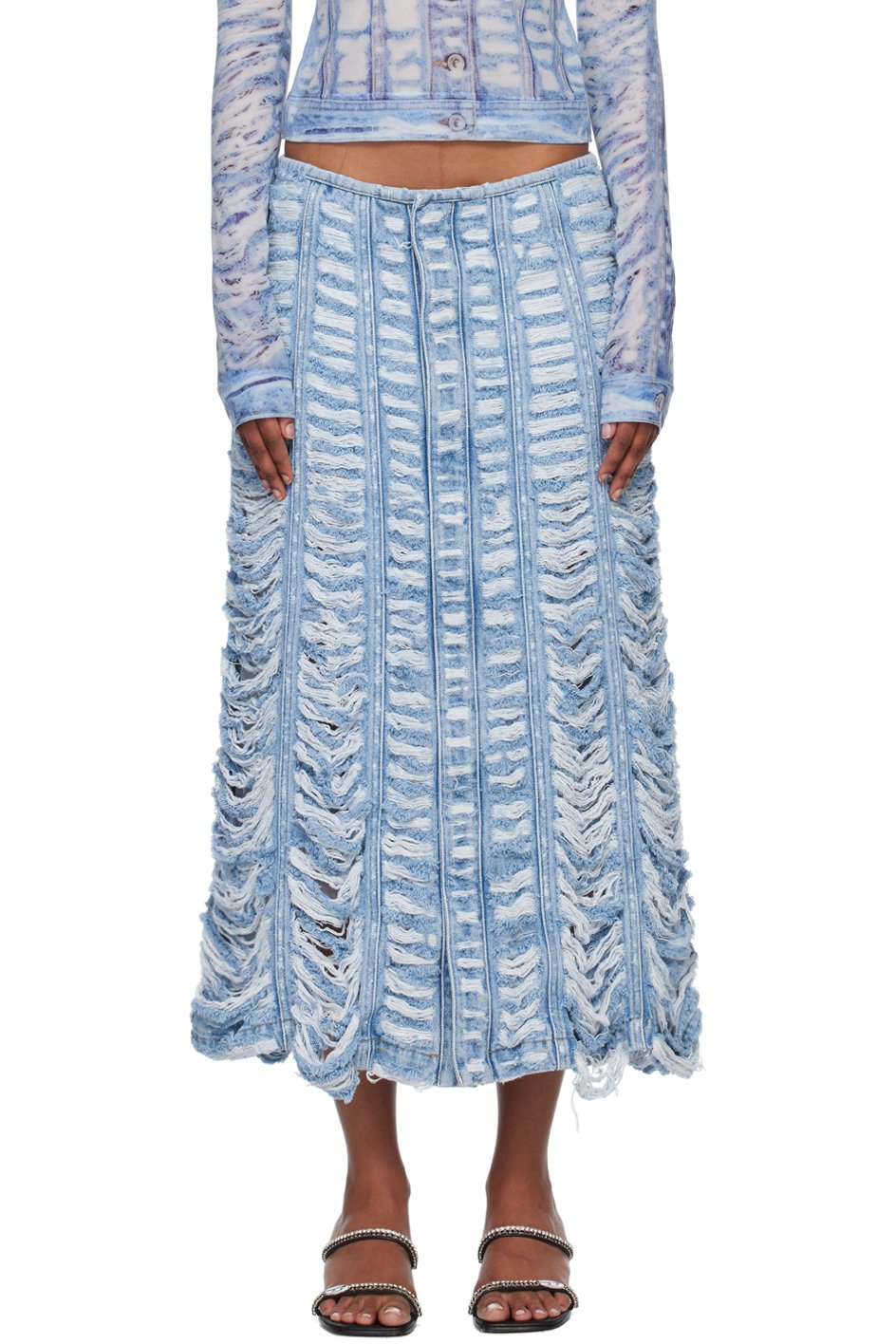 Diesel - Jupe midi Ghil-Fsc bleue en denim