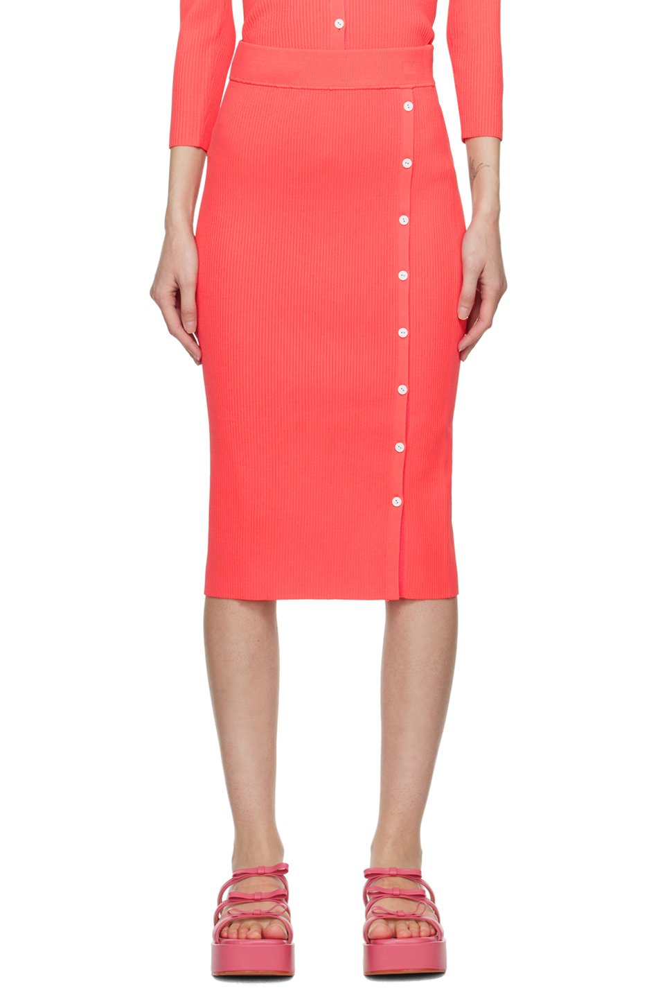 rag & bone - Jupe midi Asher rose à boutons