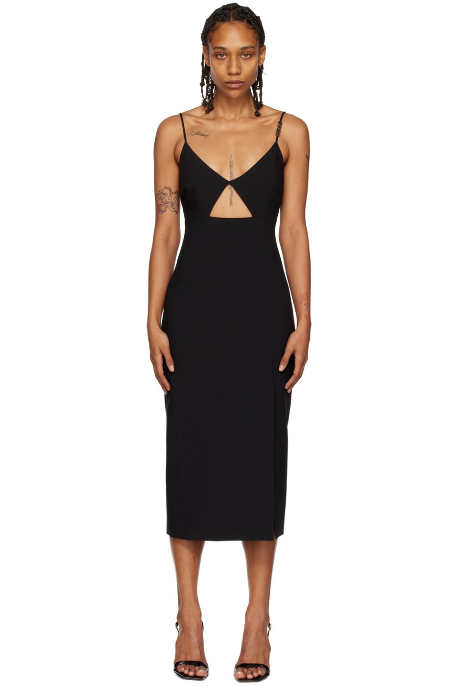Hugo - Robe midi noire à découpe