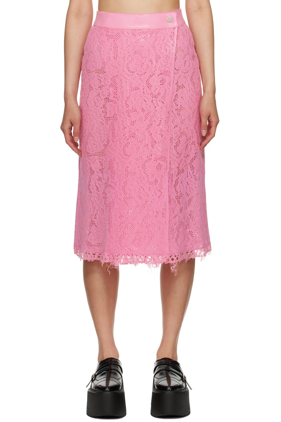SHANG XIA - Jupe midi rose exclusive à SSENSE