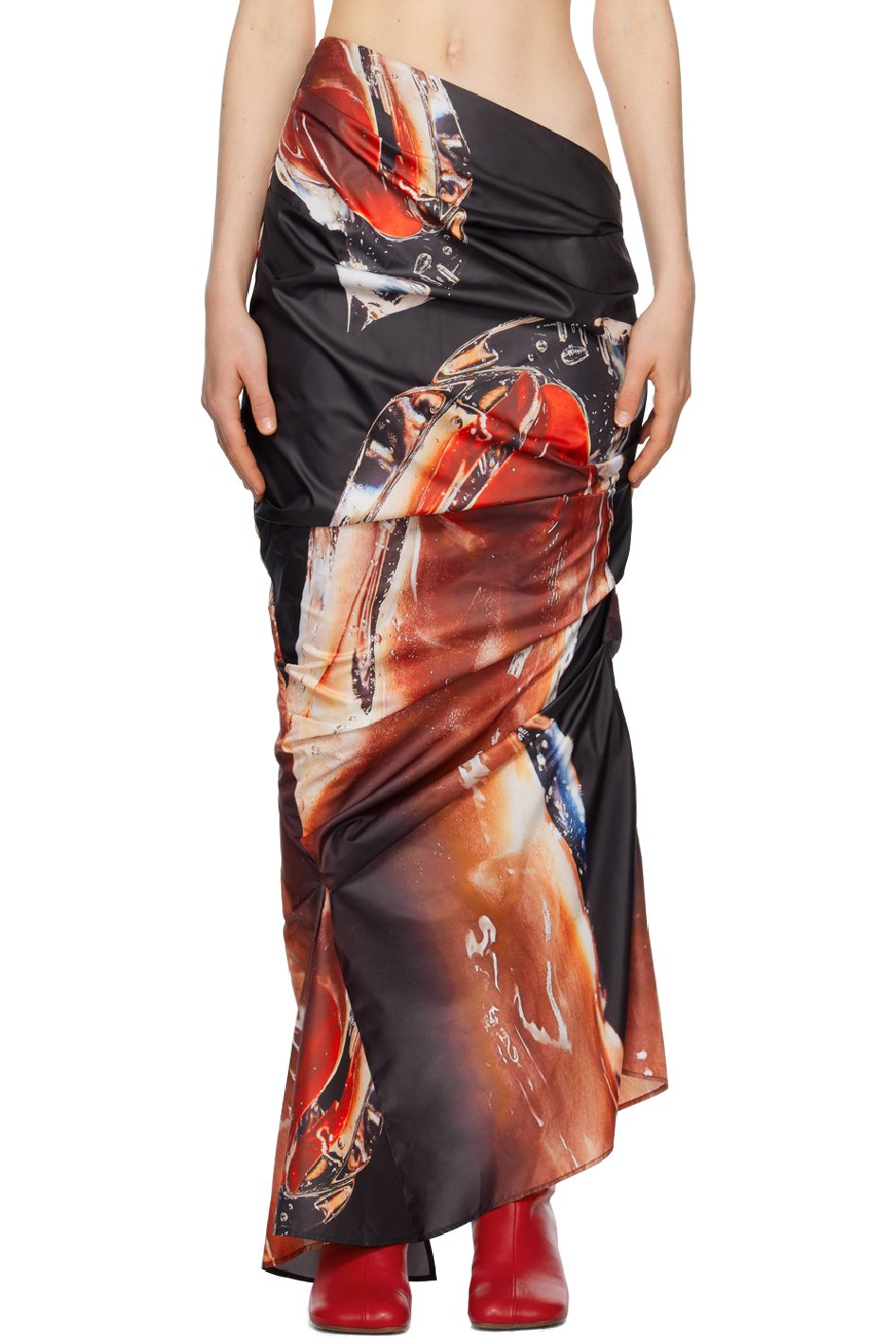 Tara Hakin - Jupe longue rouge à image exclusive à SSENSE