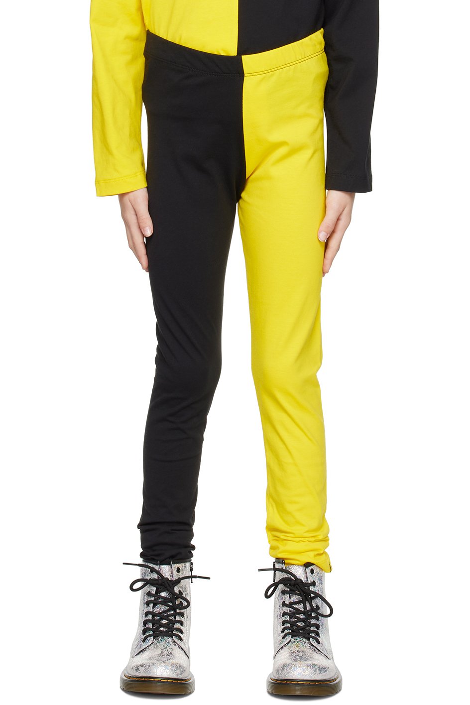 M’A Kids - Kids Black & Yellow Color Block Leggings