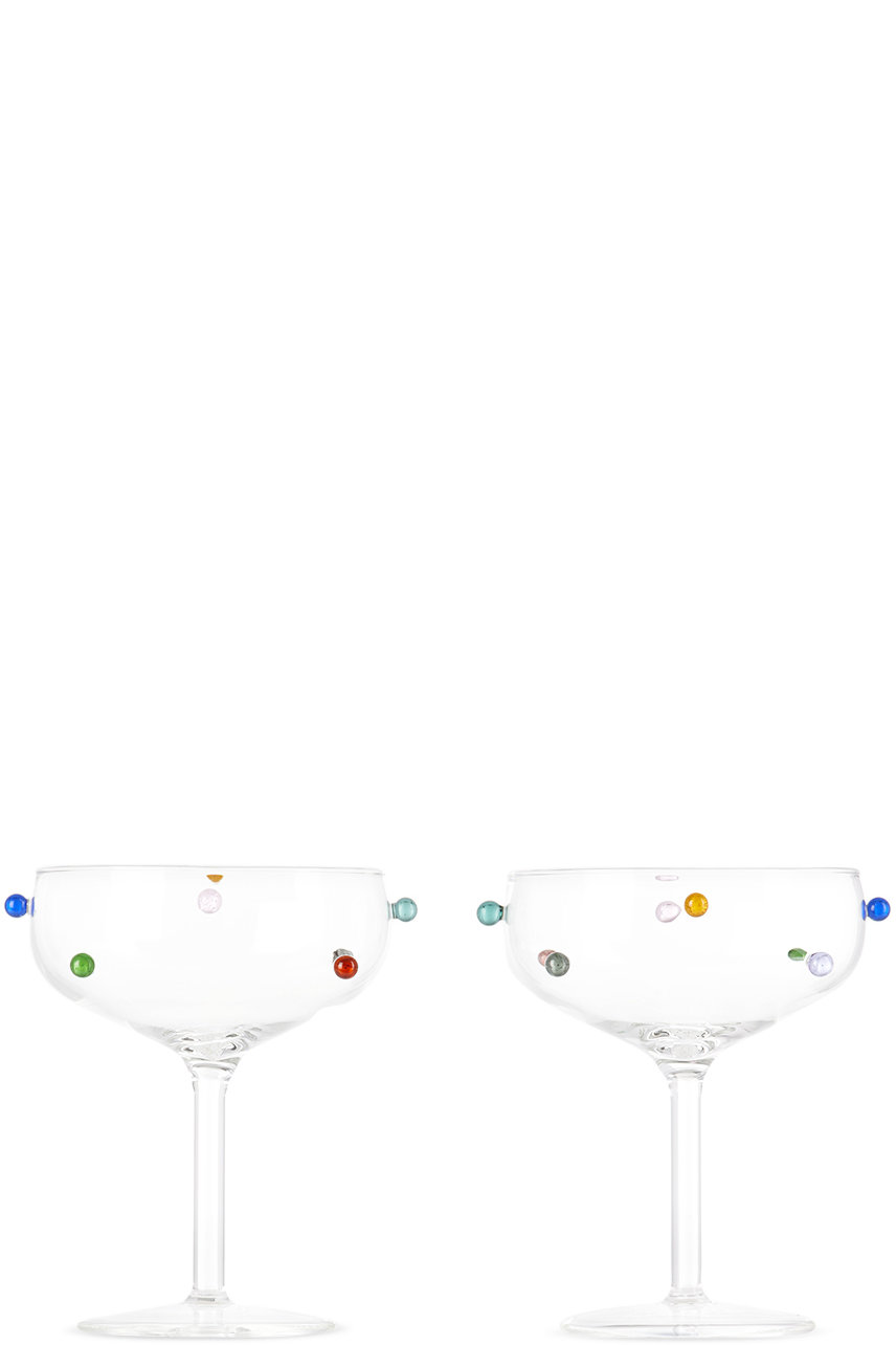 Maison Balzac - Multicolor Pomponette Champagne Coupe Set