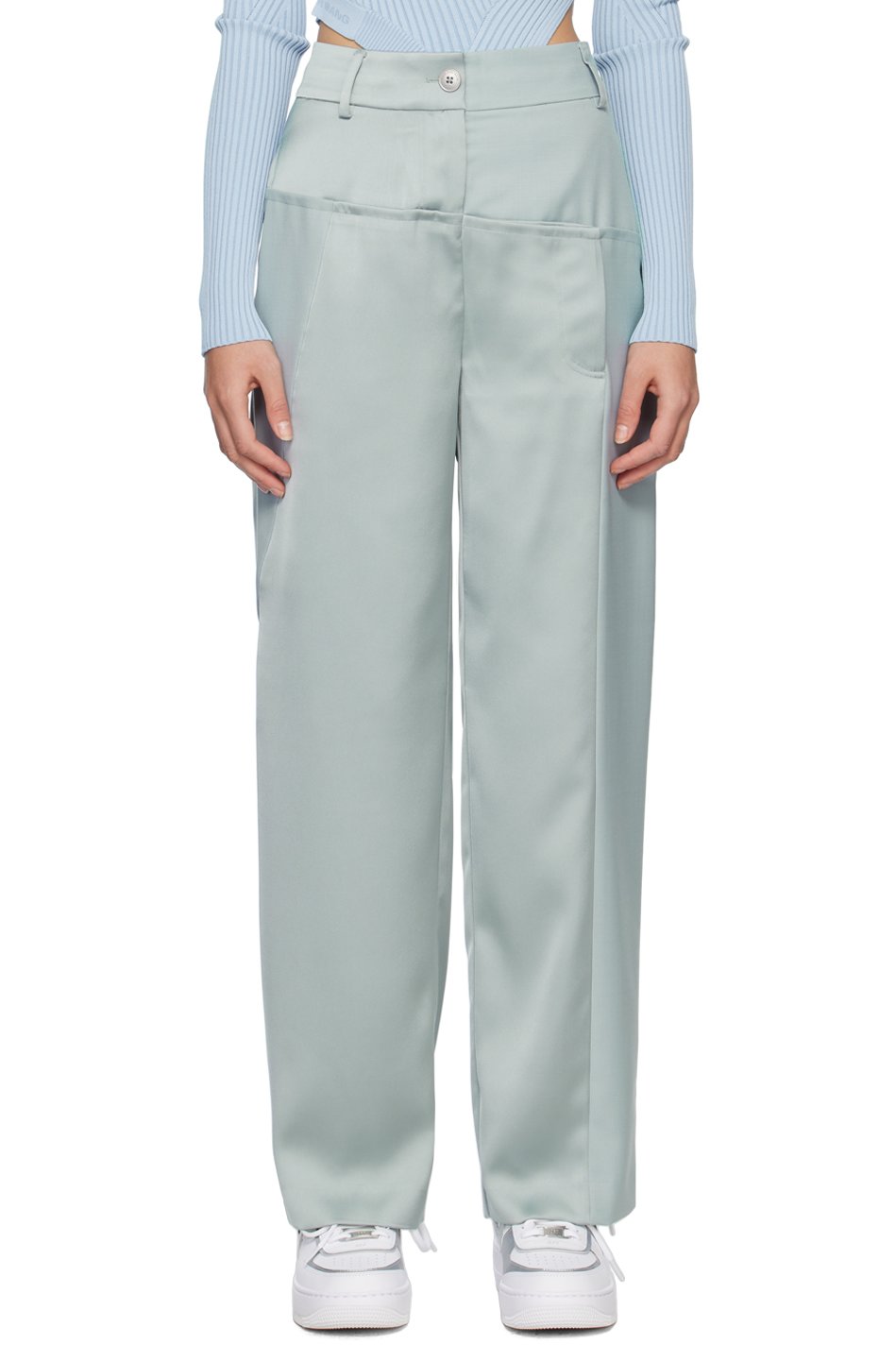 Feng Chen Wang - Pantalon gris à panneaux