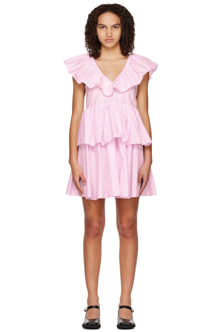 GANNI - Robe courte étagée rose