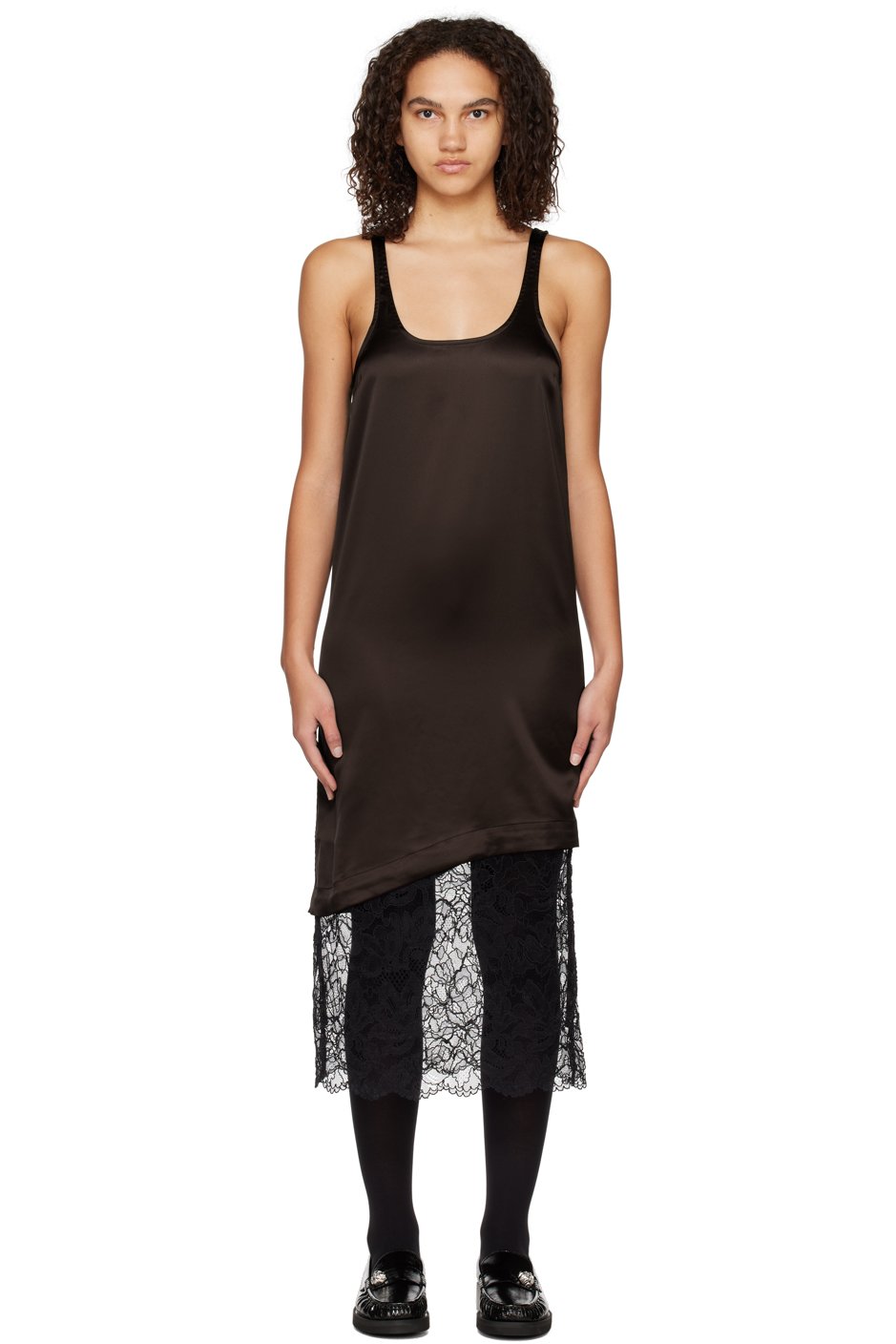 GANNI - Robe midi brune à panneaux