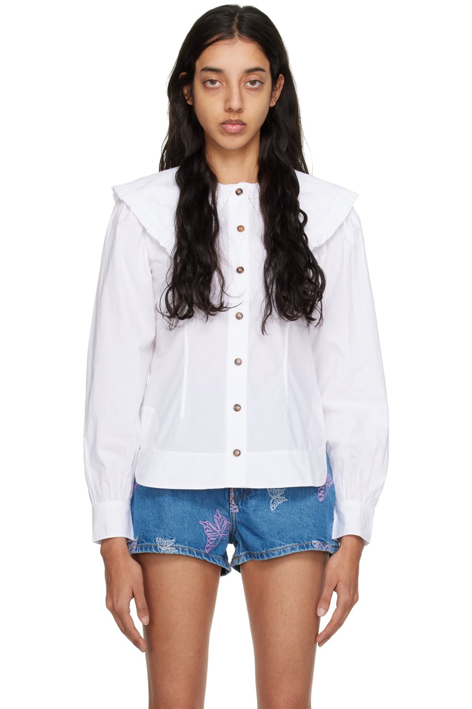 GANNI - Chemise blanche à col marin