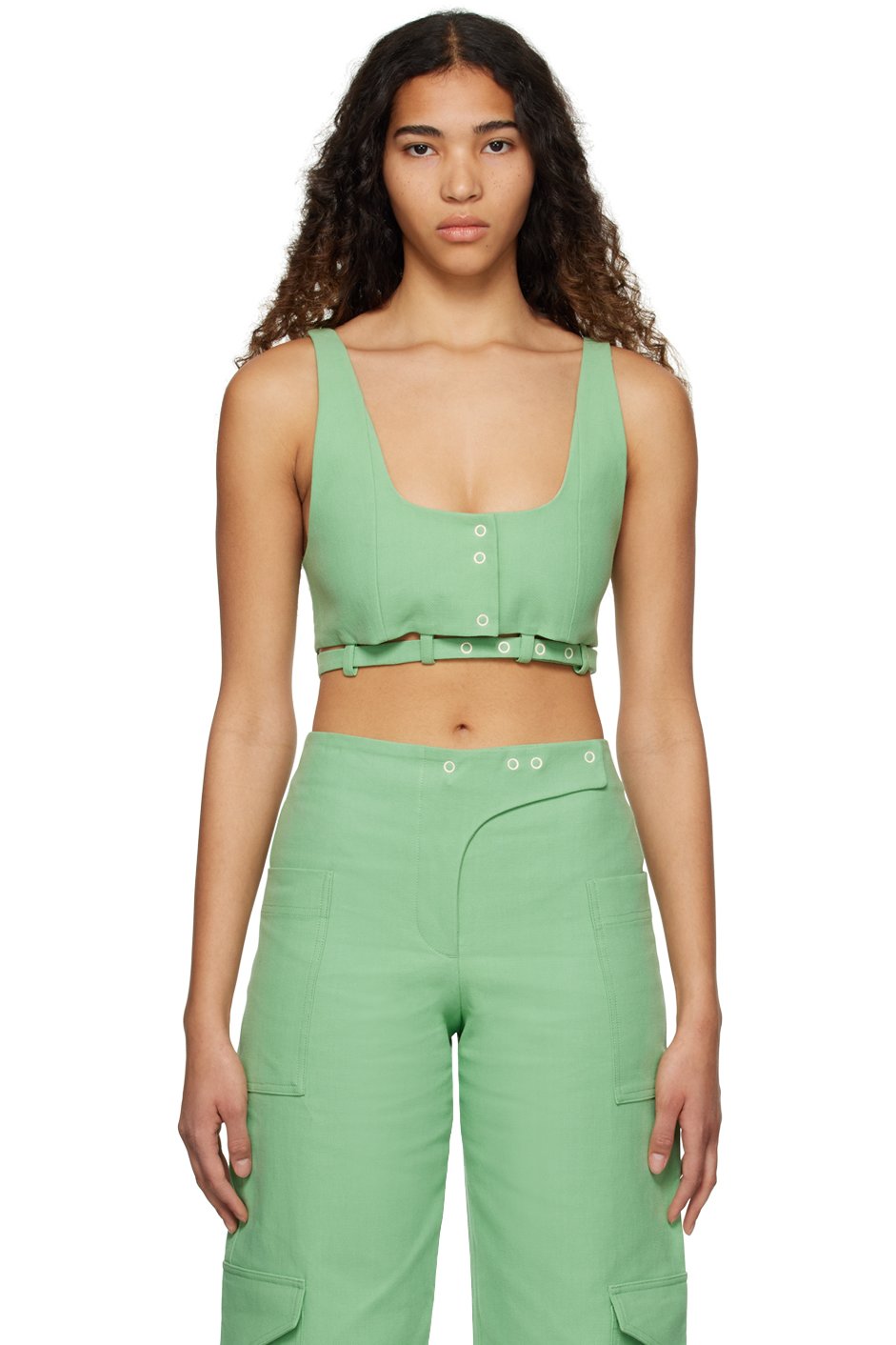 GANNI - Débardeur vert en tissu de costume