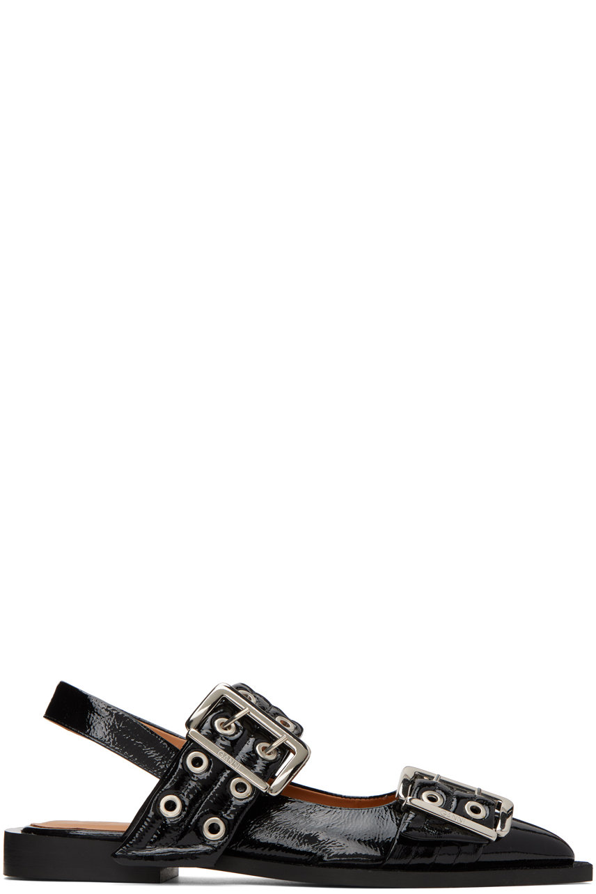 GANNI - Black Belt Buckle Loafers