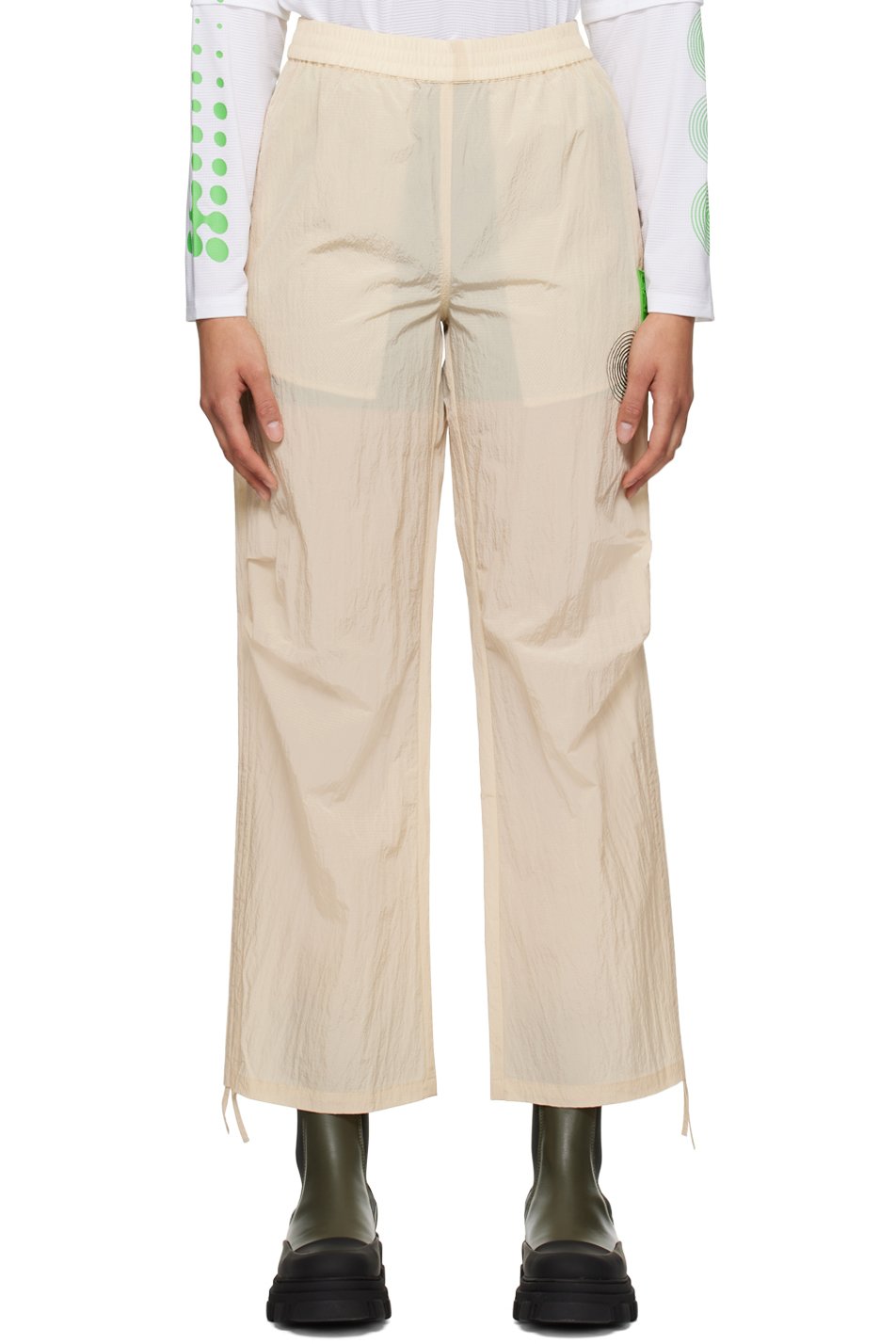 GANNI - Beige Light Tech Drawstring Pants