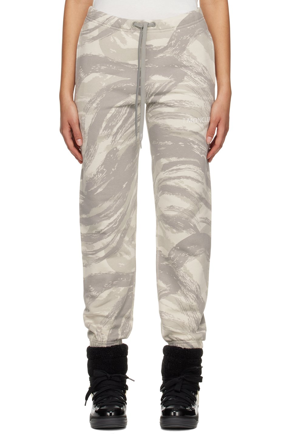 Moncler Genius - Pantalon de détente gris à motif graphique imprimé - 4 Moncler HYKE