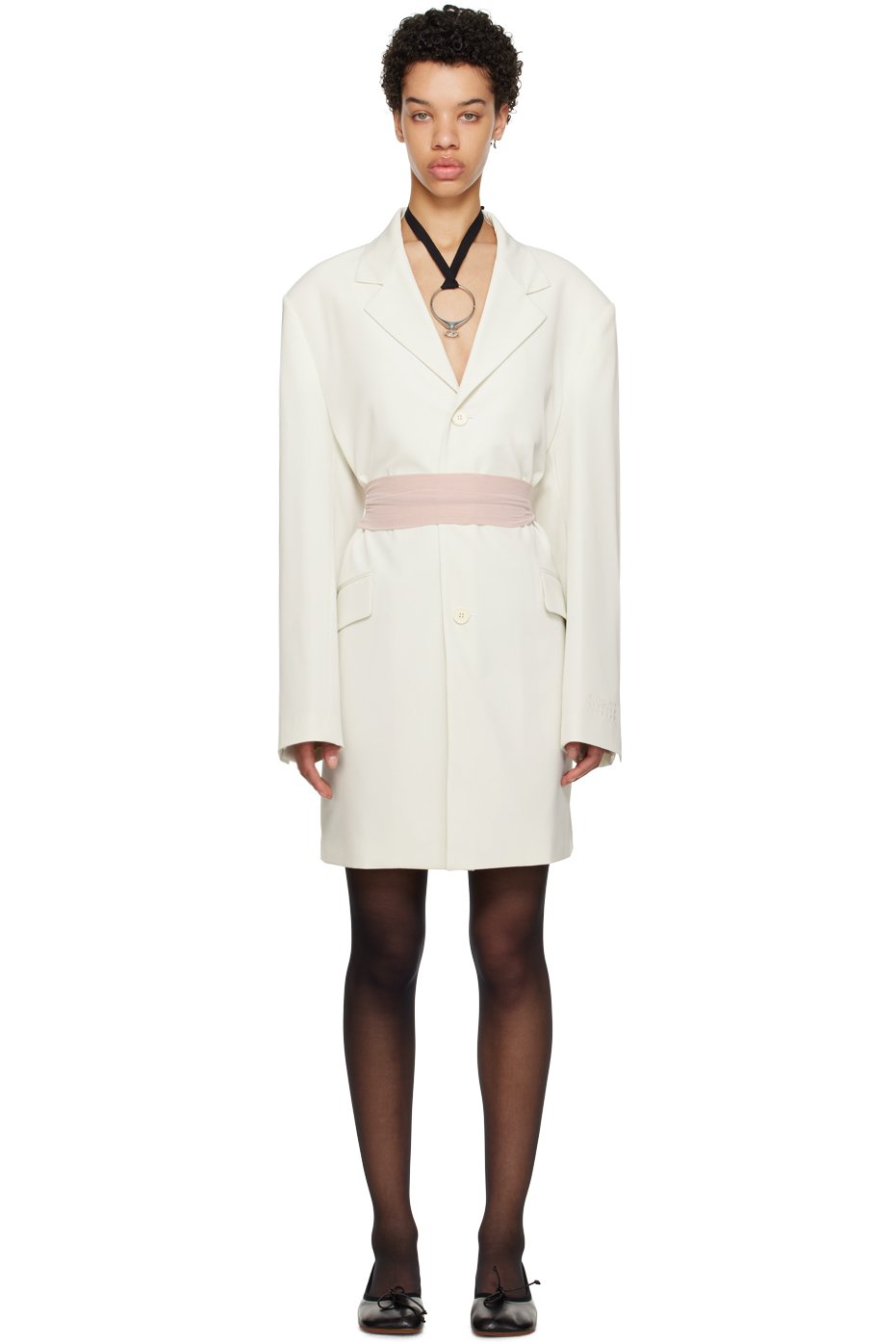 MM6 Maison Margiela - Manteau blanc cassé à boutons