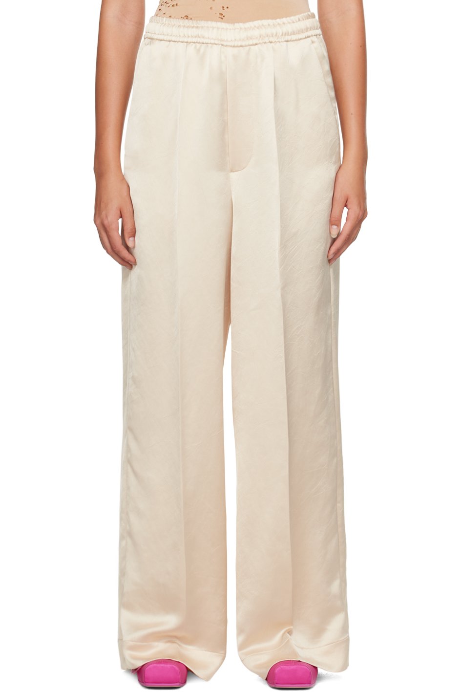 MM6 Maison Margiela - Pantalon froissé blanc cassé