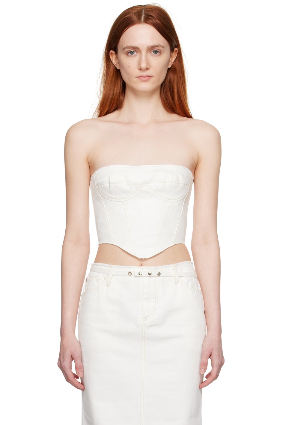 JUNEYEN - White Raw Edge Denim Corset