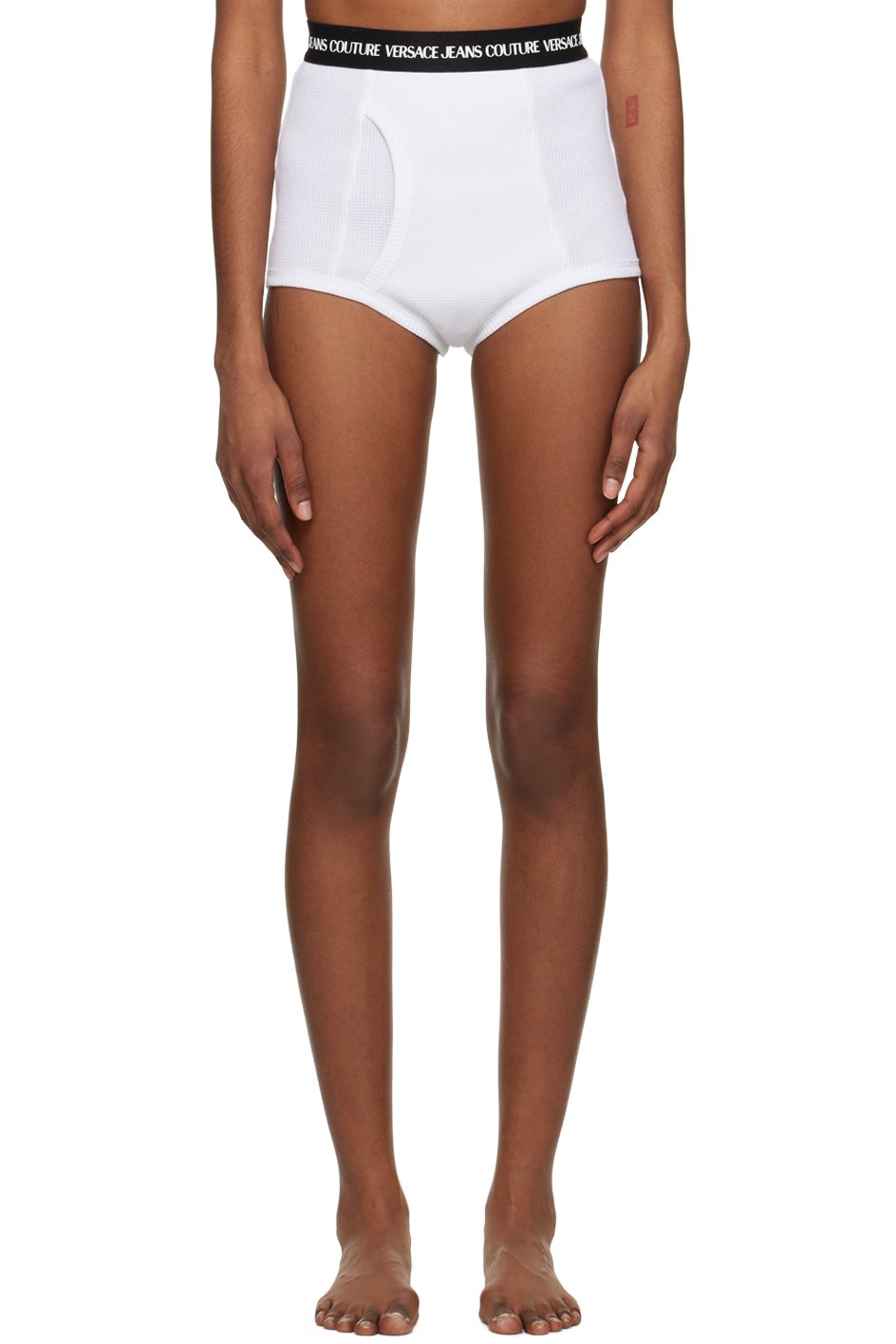 Versace Jeans Couture - Short blanc à logos contrecollés