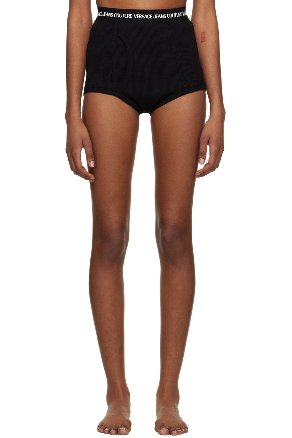 Versace Jeans Couture - Short noir à logos contrecollés