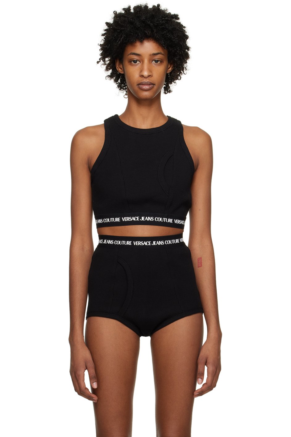 Versace Jeans Couture - Débardeur noir à logos contrecollés