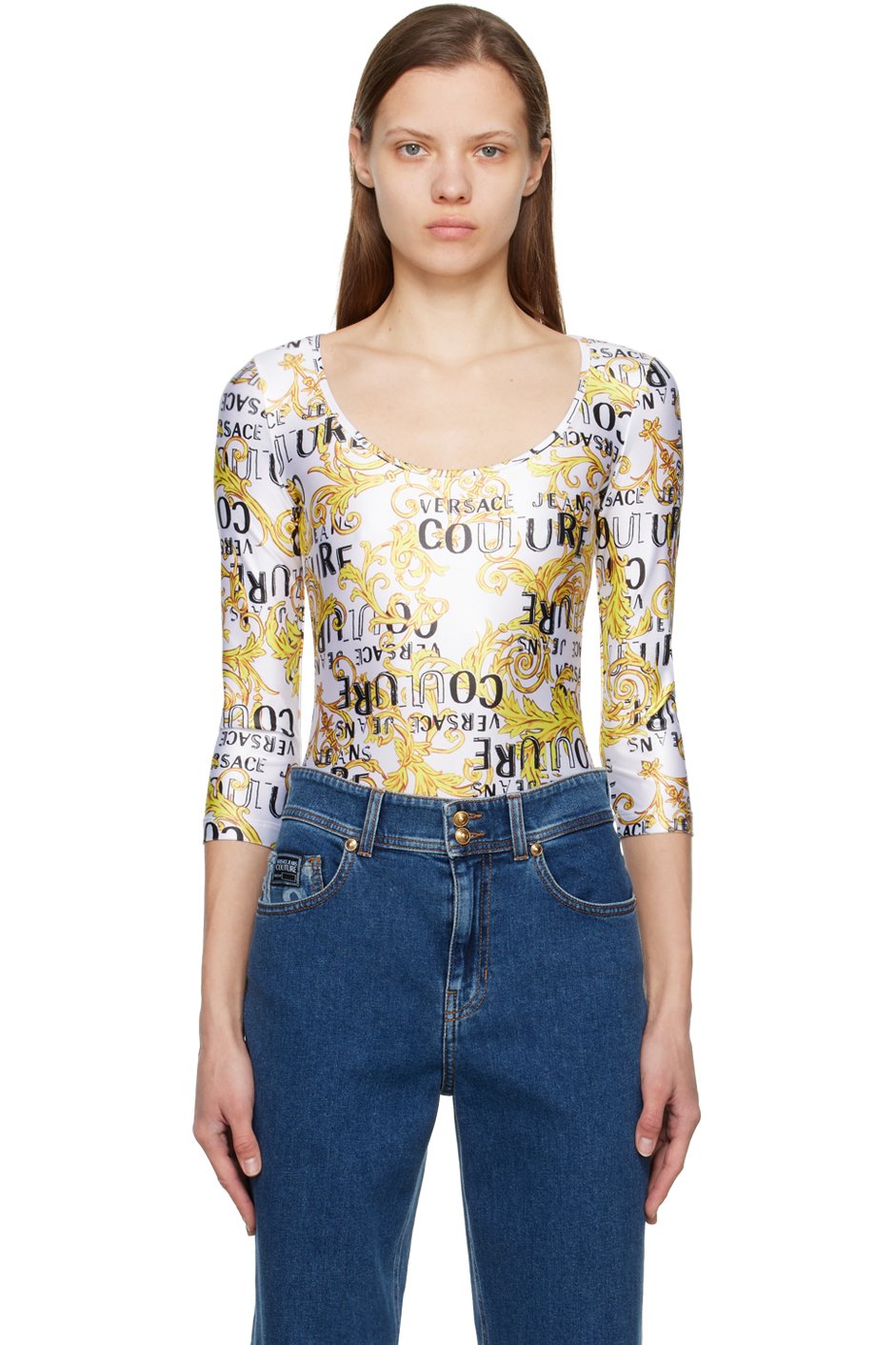 Versace Jeans Couture - Justaucorps blanc à motif graphique